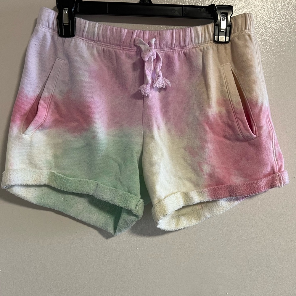 PINK tie dye sweat shorts size small
